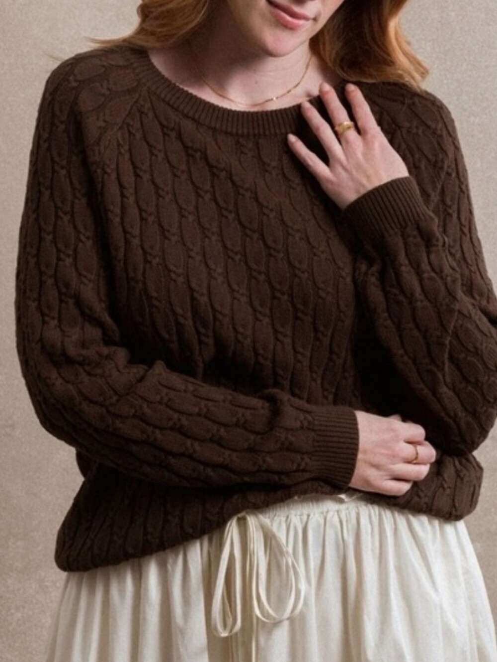 Neuflora Jamestown Brown Cable Knit Sweater